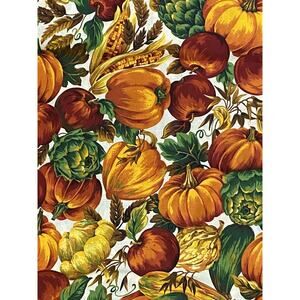 Fall Bounty Fabric 2 Yards VIP Print Gourds Squash Corn Leaves Autumn Cotton